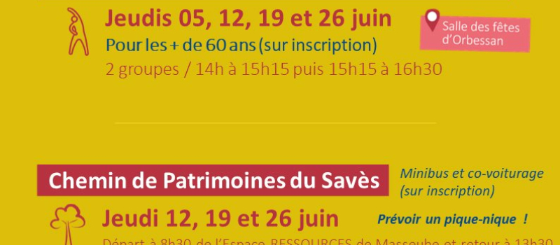 Agenda du Centre Social de Val de Gers  pour le mois de juin