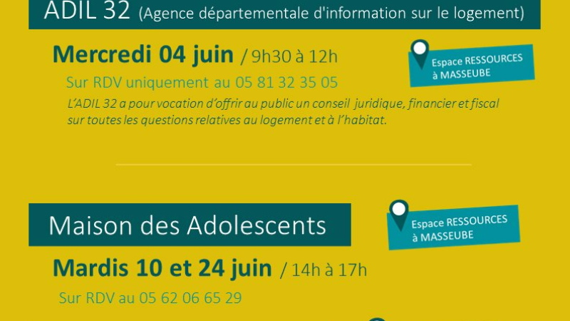 Agenda des permanences  du Centre social et France ressources
