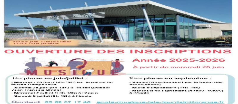 Ouverture des inscriptions à l’Ecole de Musique