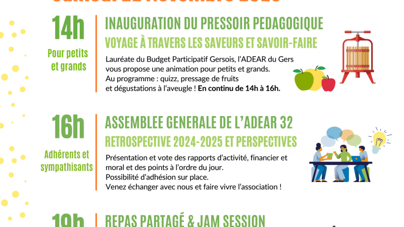 Inauguration du pressoir pédagogique et AG  de l'ADEAR 32
