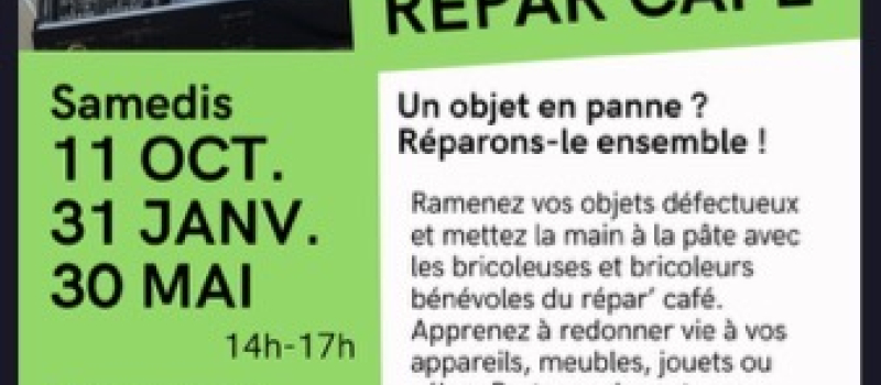 Répar'Café le 31 janvier 2026 à partir de 14 heures à la MJC de l'Isle-Jourdain