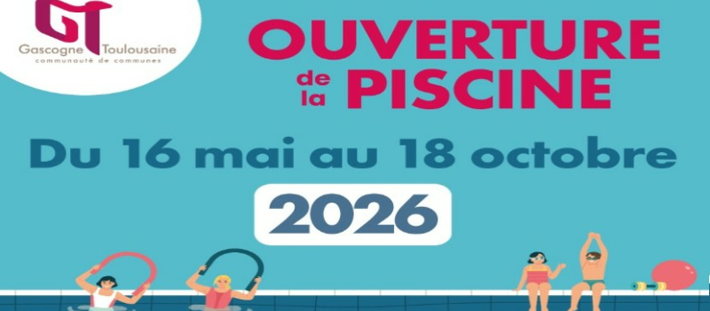 Ouverture de la piscine intercommunale le Samedi 16 mai 2026