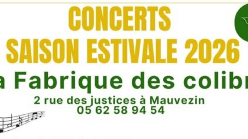 Programmation estivale des concerts à la "Fabrique des Colibris"