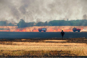 Feu de chaumes : 5 hectares de brulés et 60 balles de paille
