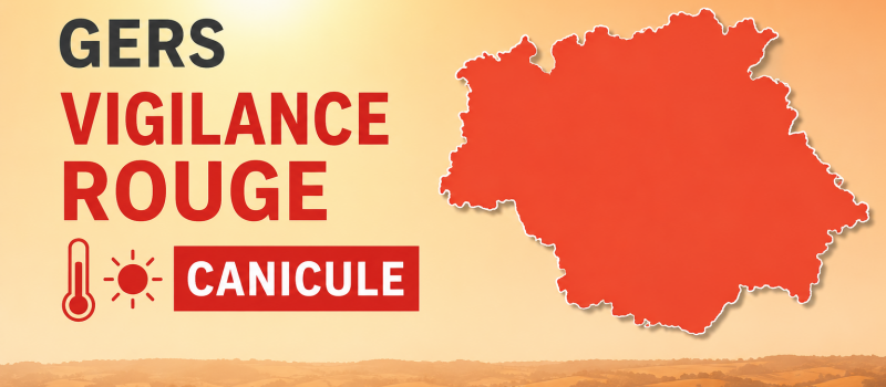 Maintien du département du Gers en vigilance rouge « canicule extrême »
