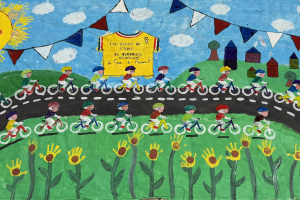 Fresque réalisée par l'école maternelle de Berdoues pour le tour de France