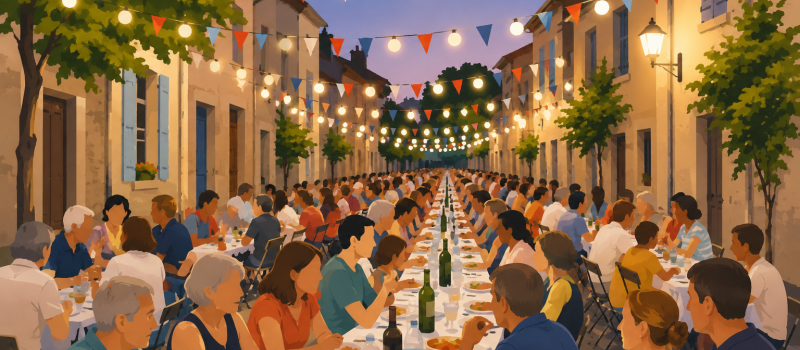 Le grand repas du 13 juillet réunira tout le village dans la Grande Rue